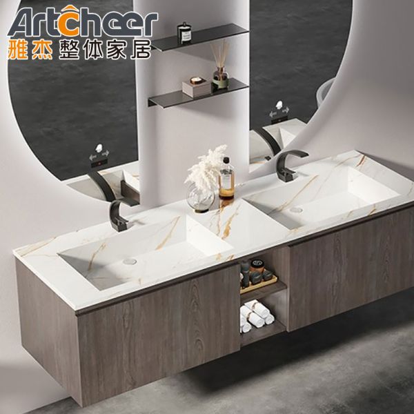 Modern Contemporary Bathroom Vanity Cabinet with LED Light and Plywood Construction