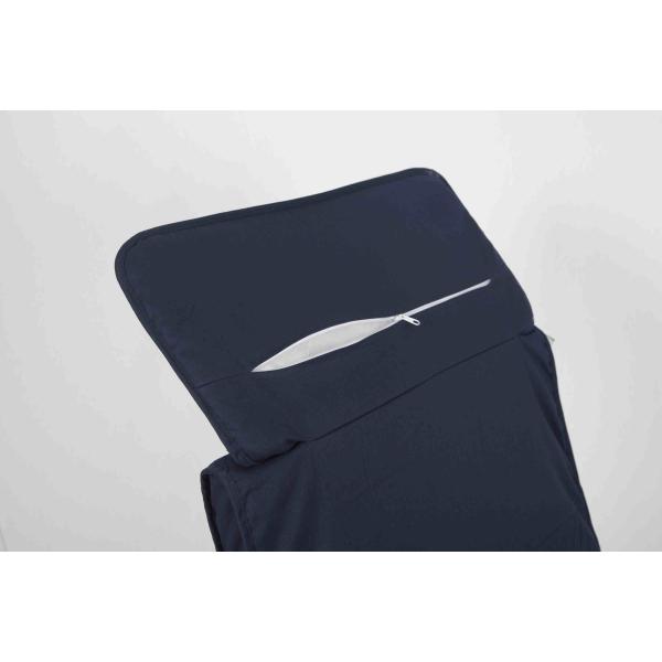 Blue Canvas Wooden Outdoor Furniture Nursery Rocking Chair With Adjustable Footrest