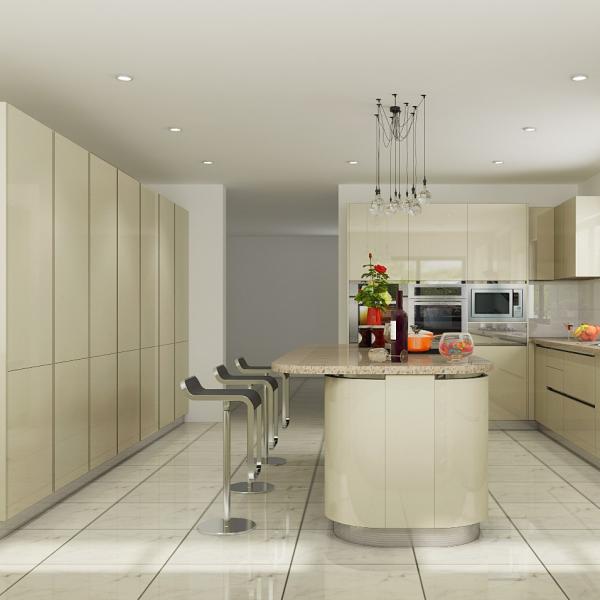 Вытягиваемая корзина Меламинные кухонные шкафы Белые кухонные шкафы OEM