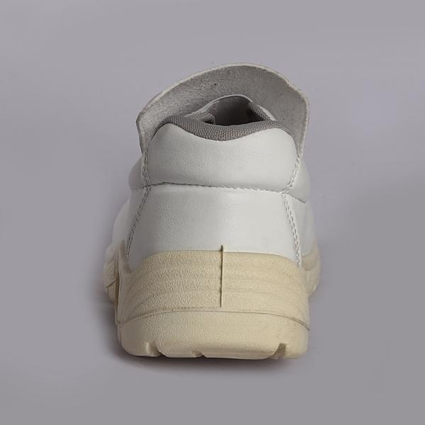 White Low Cut Safety Shoes Comfortable Insole Embossed Cow Leather Upper Slip Resistant PU Outsole