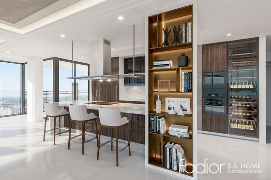 White & Light Wood Minimalist Stainless Steel Kitchen Cabinets For Modern Homes