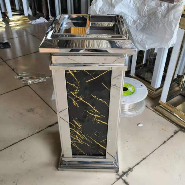 Hotel Elevator Entrance Large Marble Stainless Steel Trash Can with Ashtray