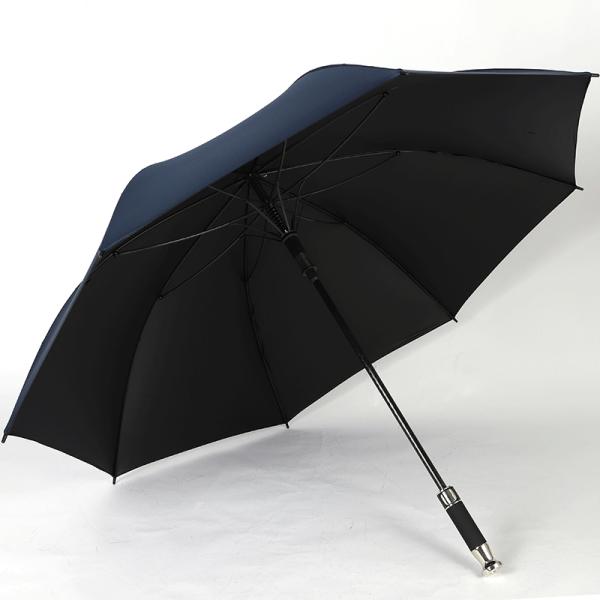 Silver Metal Handle Straight Double Canopy Rolls Royce Golf Umbrella Custom Logo