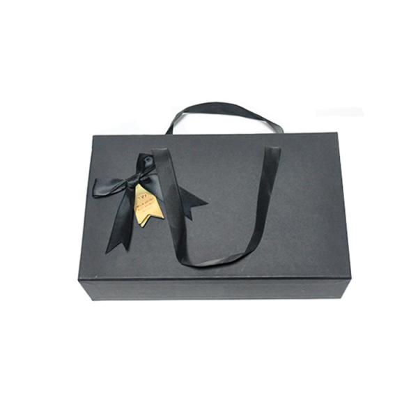 Black Kraft Paper Gift Box Candy Cookie Cloth T Shirt Scarf Pack Boxes With Ribbons