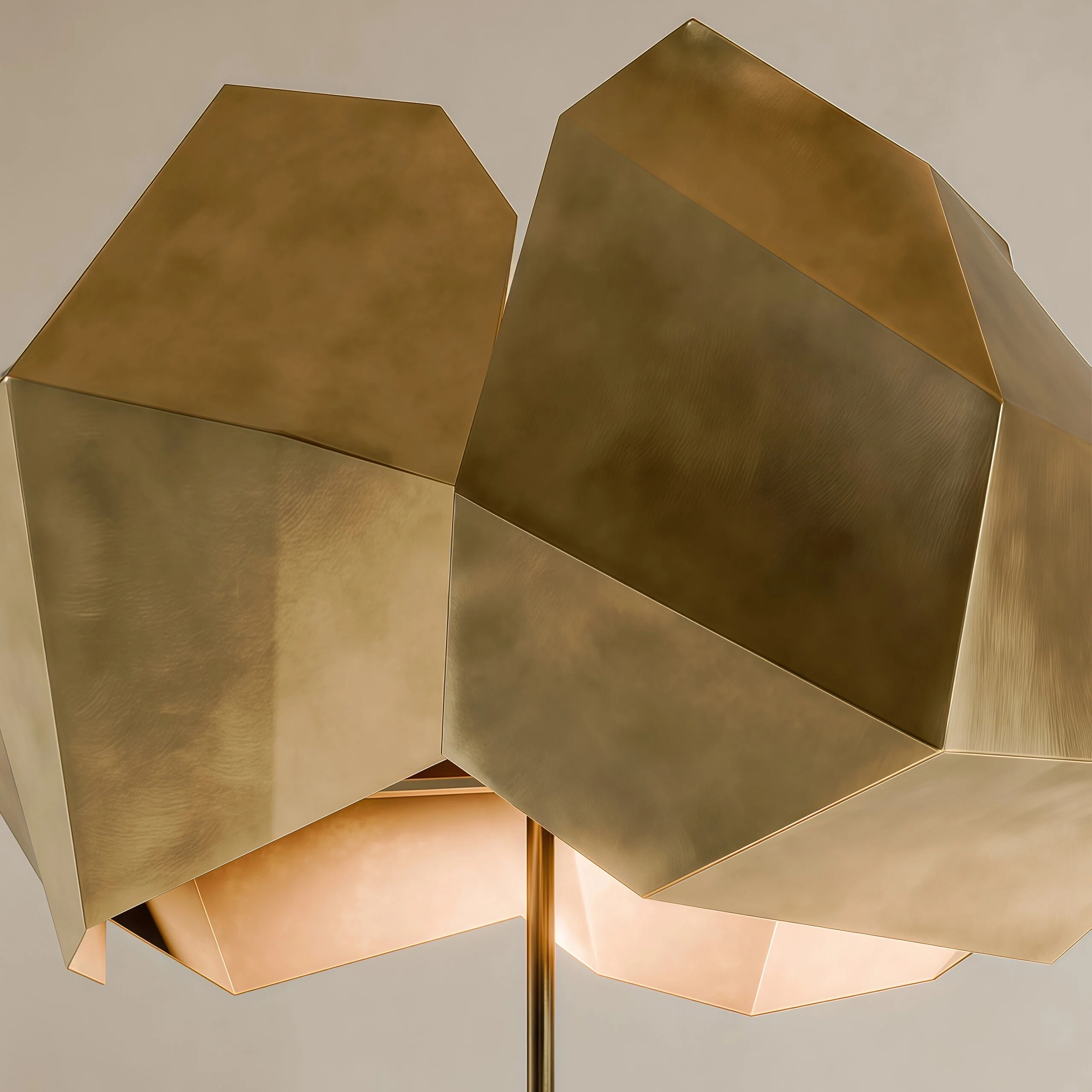 JYLIGHTING Sculptural Faceted Iron Floor Standing Lamp, Antique Brass Finished Art Floor Light for Luxury Residential and Hospitality Interior Decoration