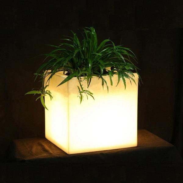 Square PE Plastic Illuminated LED Ice Bucket / LED Flower Pot / Flower Planter