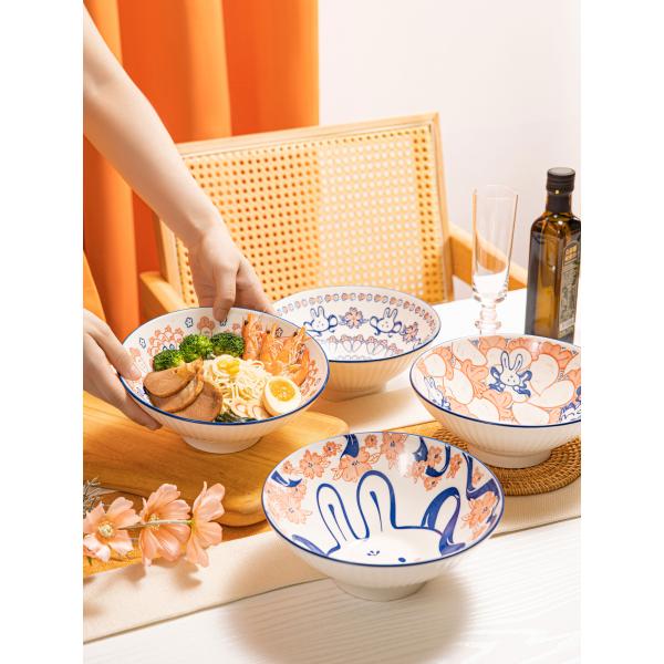 Готовы к отправке на складе Персонализированные керамические миски Подарочный набор Красочные печатные под глазурной кухни 4 шт Суп 6,5 дюйма 8 дюймов