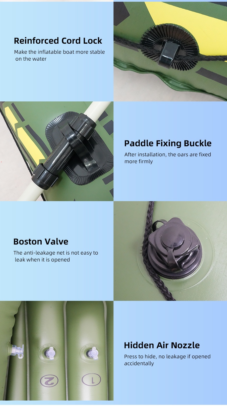 Outdoor Eco-friendly PVC Inflatable Kayak Boat for Two People Fishing Lake Touring & Rafting