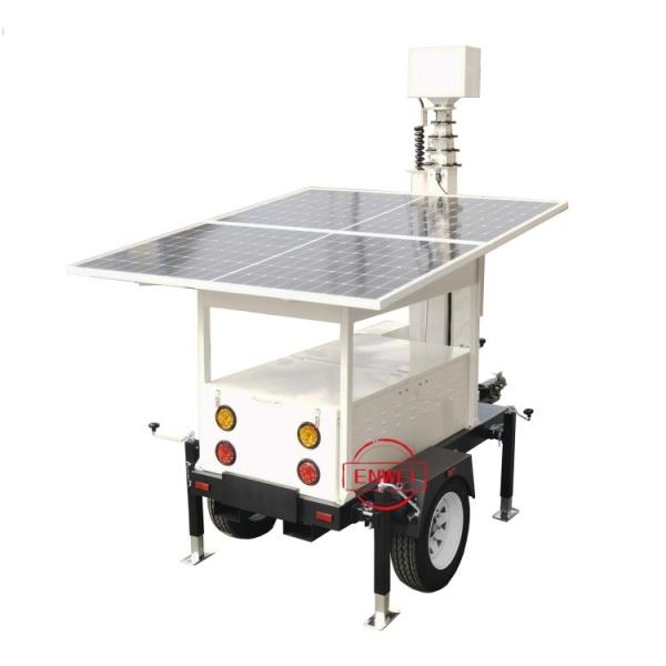 Mobile Camera Trailer Solar CCTV Surveillance Trailer With 2*590W Solar Panels And Customize Light