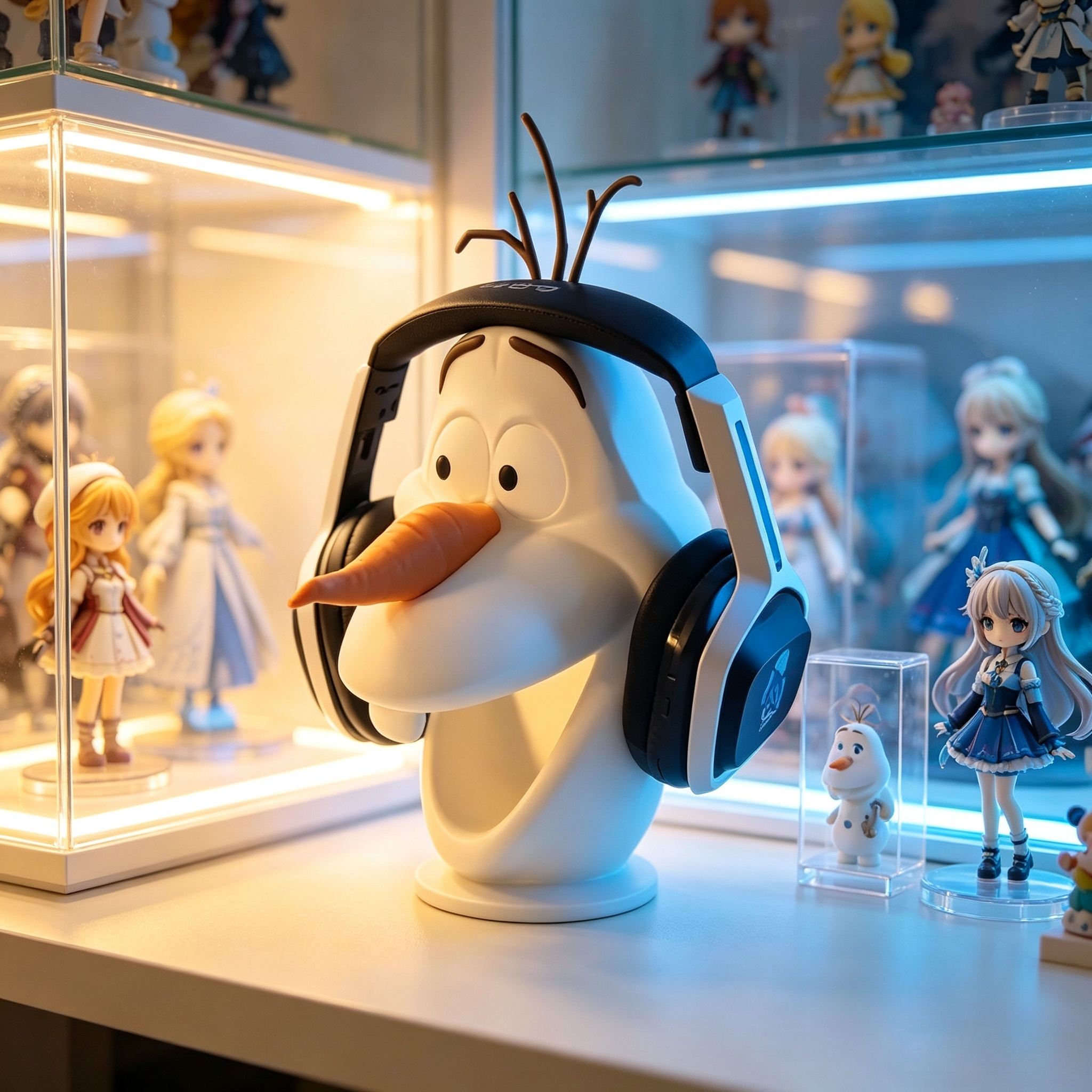 Frozen Olaf Figure Digital 3D Printing Impact Resistant Headphone Display Stand For E Sports