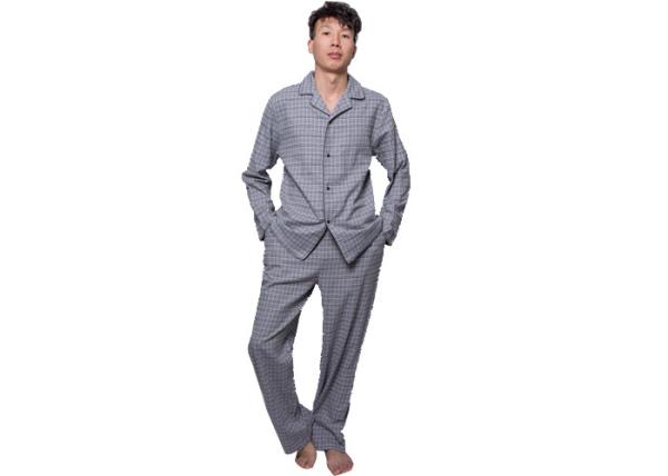 Yarn Dye Stripe 100% Cotton Flannel Checked Pyjamas Long Sleeve Long Pant