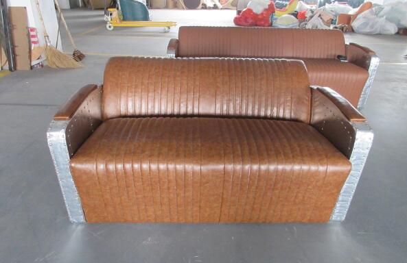 Leather rivet aluminum creative luxury aviator sofa industrial aircraft aluminum lounge chair