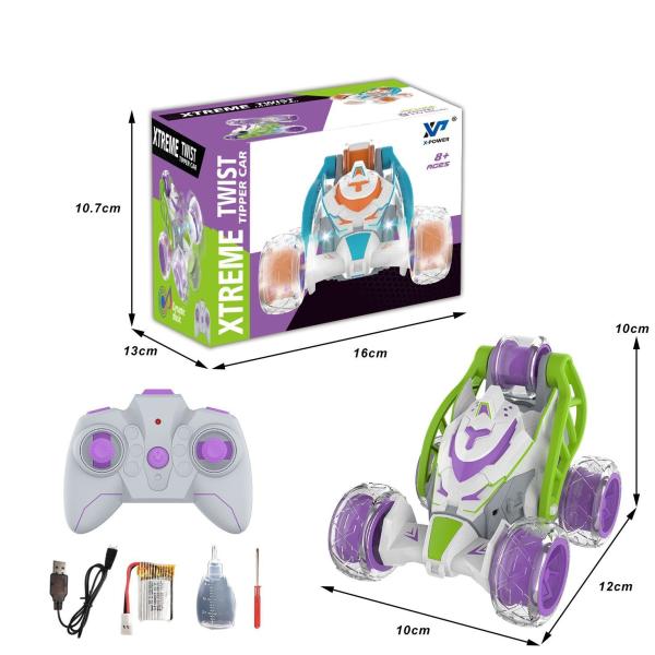2.4G Stunt Dumper Light Spray Roll Over Remote Control Vehicle for Outdoor Play and Fun