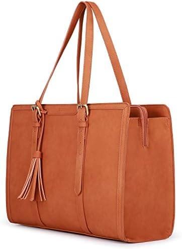 FOR WOMEN 15.6 INCH WORK TOTE BAGS PU LEATHER COMPUTER PURSE FOR BUSINESS OFFICE WITH 3 LAYER COMPARTMENTS
