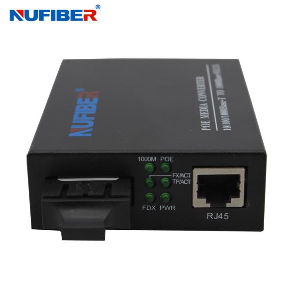 SM SC 20km Gigabit Fiber To UTP 30W POE Media Converter For CCTV Camera