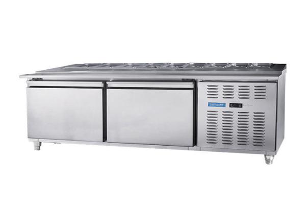 201 Frigorífico de cozinha de aço inoxidável Bancos de trabalho de preparação de salada Bancos de trabalho frigorífico de balcão