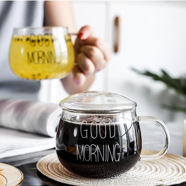 живот Дринкваре кофейной чашки микроволны 360мл безопасный стеклянный большой с ручкой/крышкой