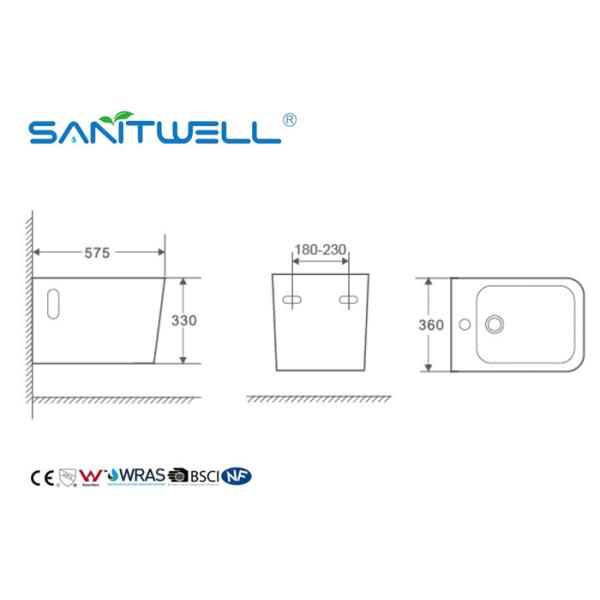 Стена Bathroom чистки собственной личности женщин установила материал 575 * 360 * 330mm биде керамический