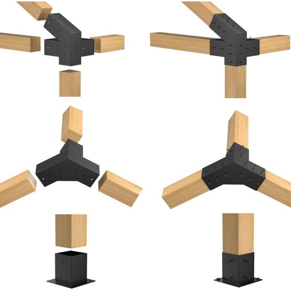 Heavy Duty 30° Slanted Roof Wall Mount 4x4 Pergola Bracket Kit Angled Construction Pergola Hardware for Outdoor Wood Gazebo Sheds