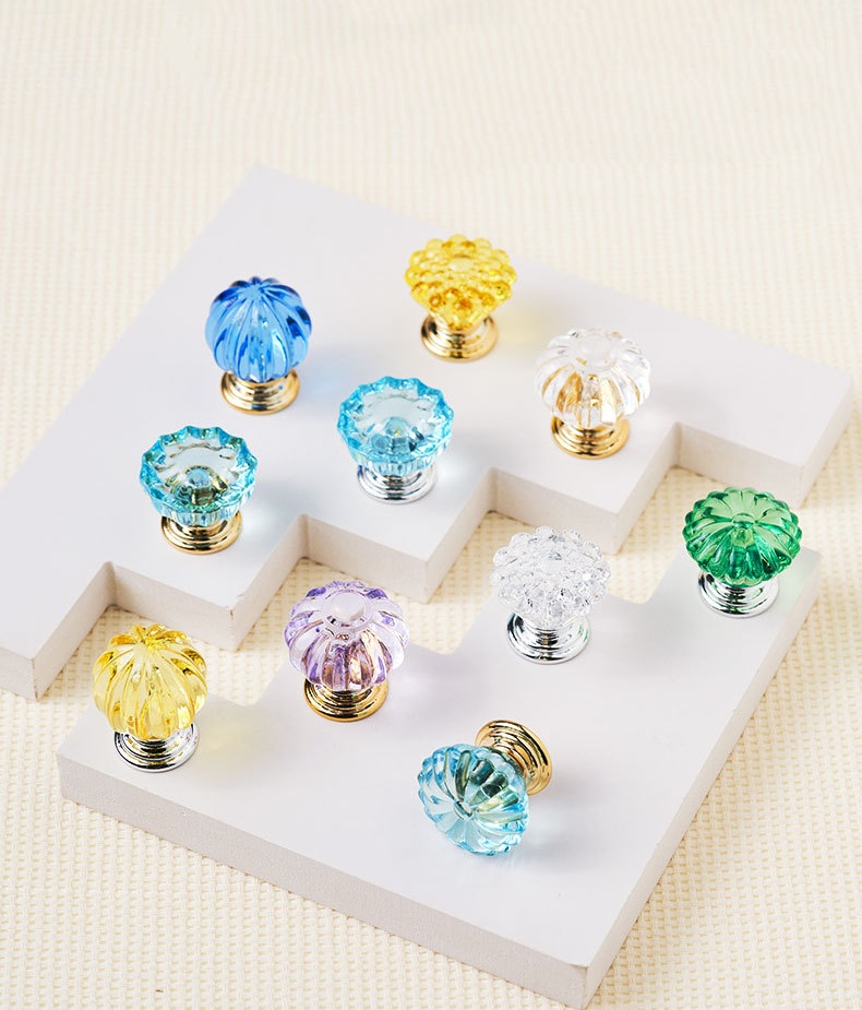 Colored Knobs for Living Room Bedroom Other Spaces-Glass Acrylic Wardrobe Drawer Dresser Bathroom Hotel Apartment Dining
