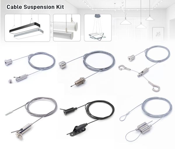 Adjustable Ceiling Mounted Swivel Joint Gripper Wire Rope Suspension Kit Custom Hanging Cable Kit Other Lighting Accessories
