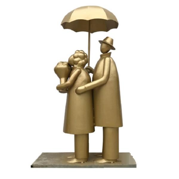 Brass Abstract Loving Couple Figurines 185cm Bronze Lovers Statue