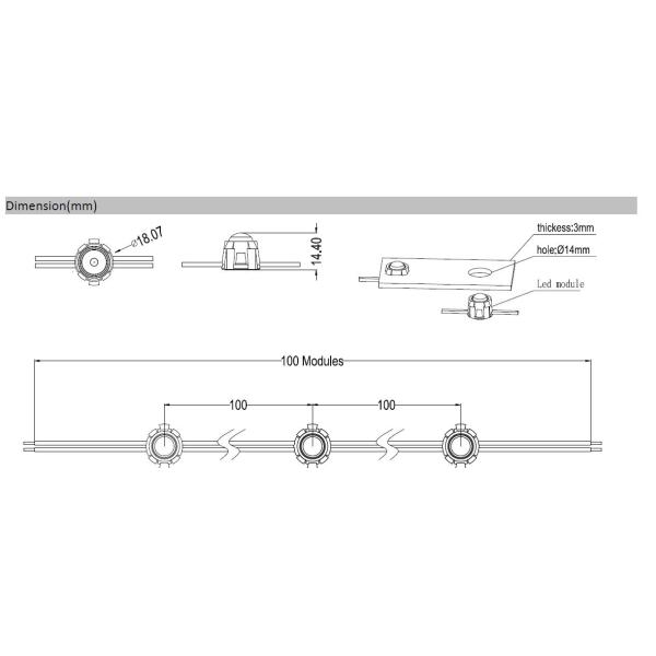 модуль 3000K 6500K привел 12v для аттестации CE писем Chnnel