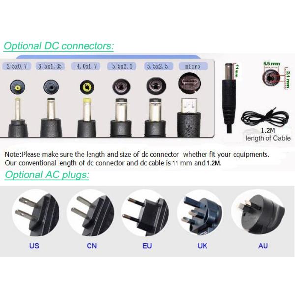 100%PC International Adapter with Interchangeable Plug 30W 36W AU US EU UK Stock 5V 9V 12V 24V 1.75A 3A Travel Adaptor DC
