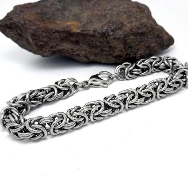 Men's and Women's Titanium Stainless Steel 8mm Byzantine Chain Bracelet (JCE367)