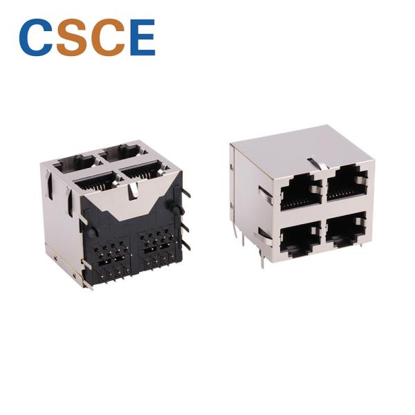 Female 2 x 2 RJ45 Ethernet Jack , 8 Pin 8 Contact RJ45 Network Jack Current