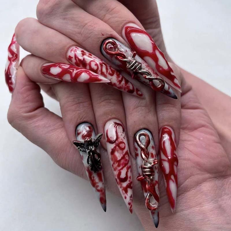 Wholesale Halloween Press On Nails Pumpkin Spider Web Party Cosplay