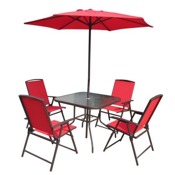 Outdoor Modern Metal Folding Foldable Garden Chairs and Table Patio Furniture Garden Patio Set with Umbrella