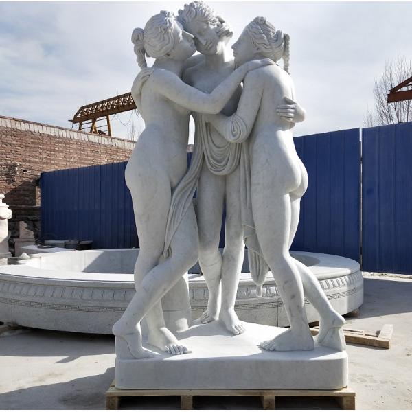 Stone carving figure sculpture white marble three lady statue ,stone carving supplier