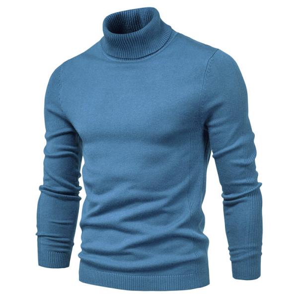 Solid Color Viscose/Cotton Pullover Sweater Slim Fit Turtleneck for Men's Casual Wear