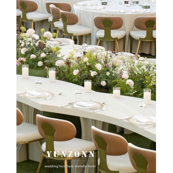 Wedding Event Luxury New Modern Design Party Rental Brown Leather Cushion Stainless Steel Gold Chairs for Event