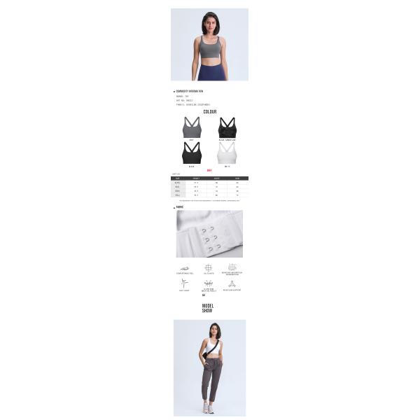 Women Cross Back Energy Bra Skin Friendly Yoga Sports Bras 220gsm