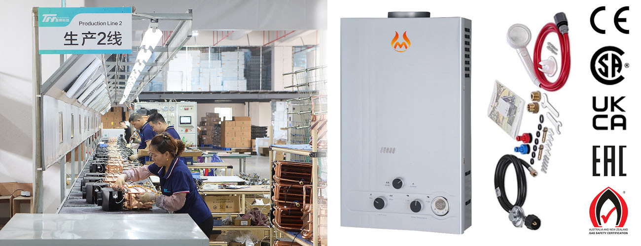 LCD Display Flue Type Tankless Gas Water Heater 7L Low Water Pressure