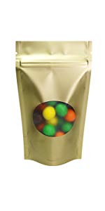 Foil bags, Semi-Clear Window Hang-Hole Stand-Up K Pouch, Aluminum Packaging Bags Laser K Stand Up Resealable Pouches Wit