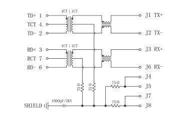 Rj45 1 x 10/100 Mbit Ethernet RJLD-302TC1 PCB Monted Ethernet Connector