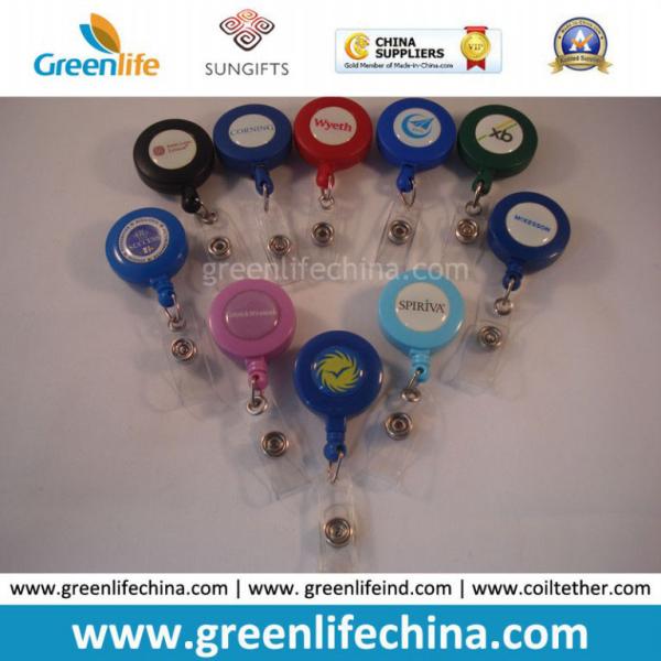 Cheap White/Blue Plastic Custom Silkscreen Print Retractable Badge Reel