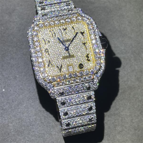 Busto de OME Moissanite abaixo do relógio VVS Cartier Moissanite Watch Bling Dial