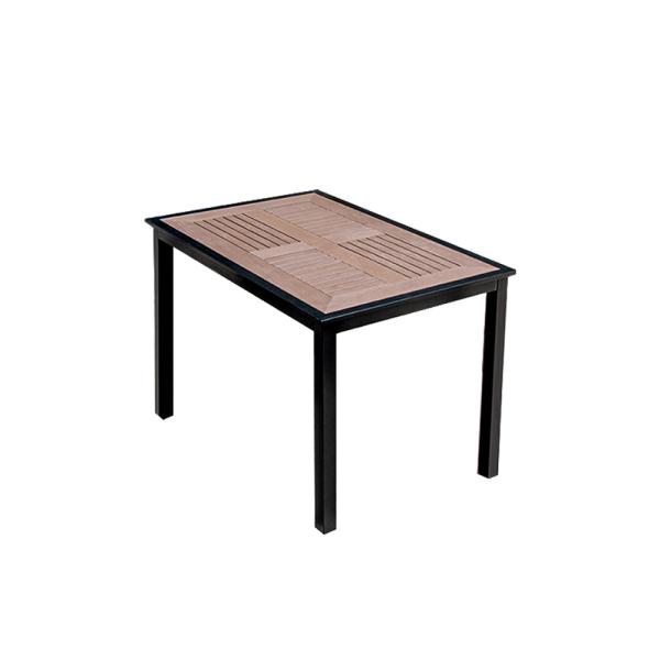 Contemporary Plastic Wood Table Top Metal Aluminum Dining Set for 4 Seats