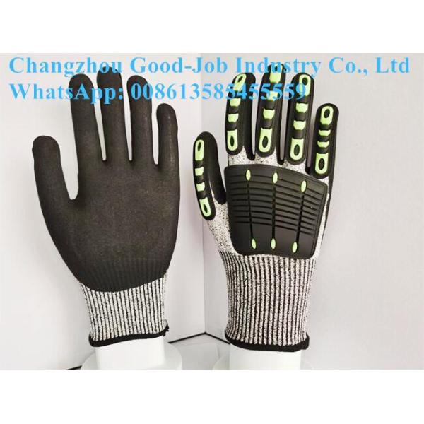 Oilfield HPPE TPR Impact Protective Work Gloves Sandy Nitrile Coating Anti Impact Cut Resistant Gloves