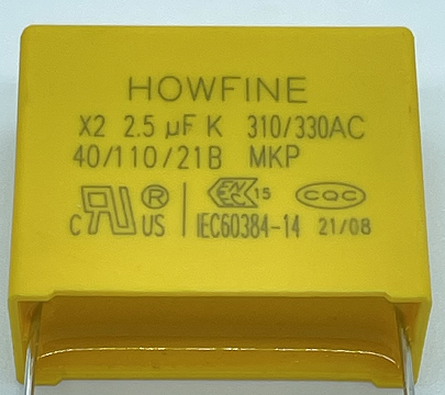 UL 2.5uF Metallized Polypropylene Capacitor , Voltage Proof Plastic Film Capacitor