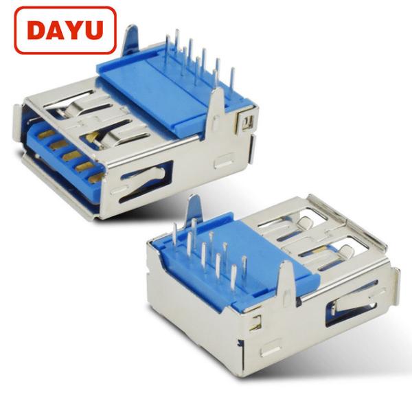 Solder PCB USB 3.0 Female Connector With 90 Degree Straight Jack