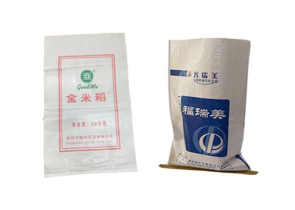 50Kg White Woven Polypropylene Sacks With Single / Double Sewed Bottom