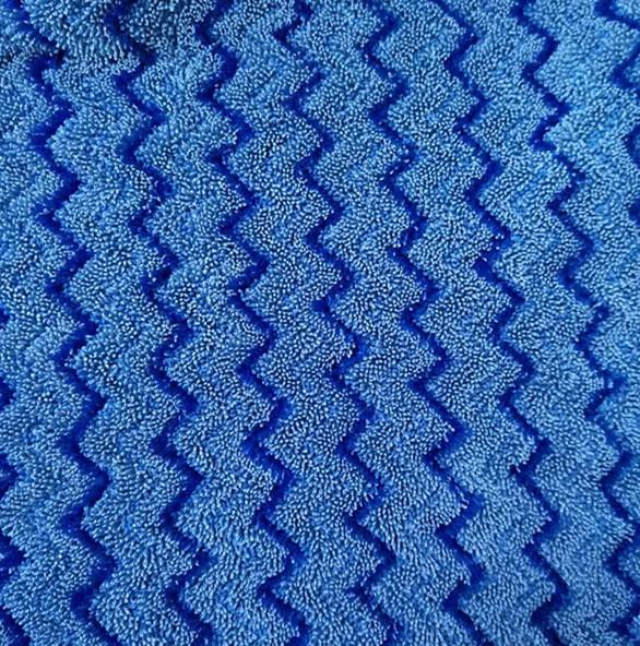 Microfiber Blue Zigzag W Shape Warp 80/20 Mop Twisted Fabric 150cm Width 550gsm