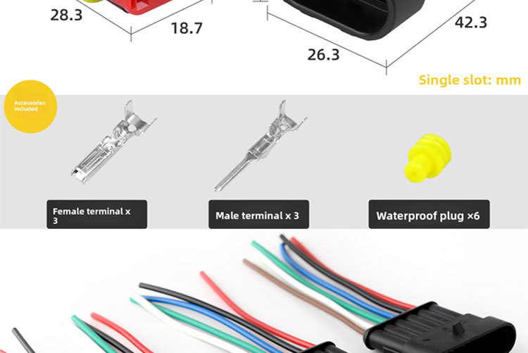 AMP Waterproof Copper Core Automotive Connector Plug Male Female Wiring Harness
