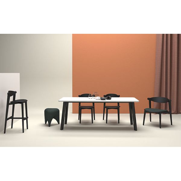 Black Open Finish Solid Wood Restaurant Chair Armless Bistro Seat For Cafe