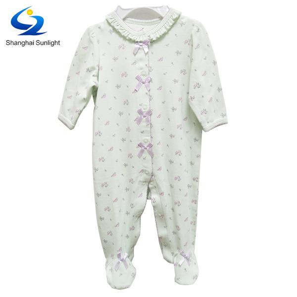 Newborn Bodysuit Baby Clothing Rompers with Zipper and Printing Pattern Knitted Fabric